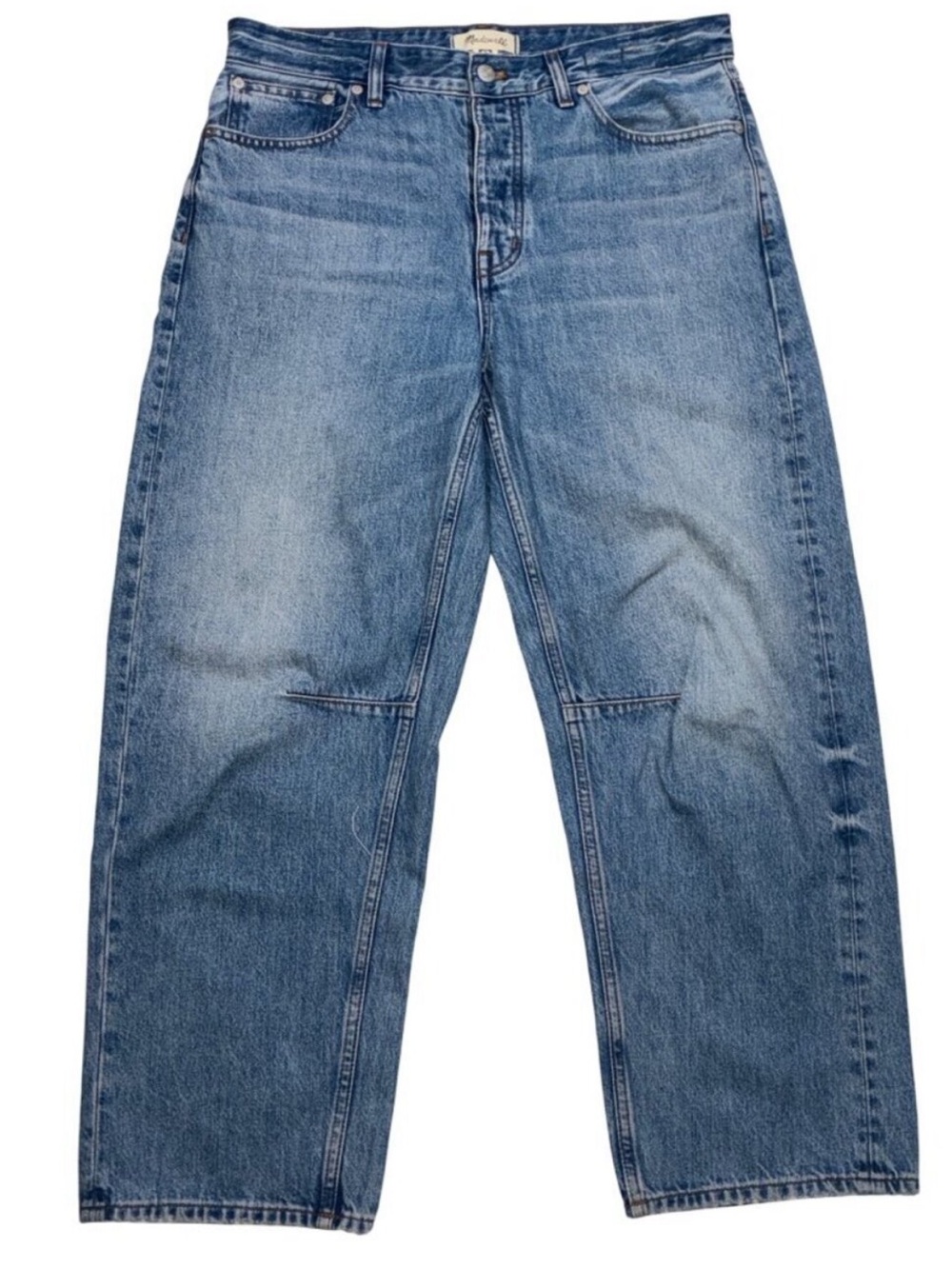Madewell The DARTED Barrel-Leg Jeans Size 27 Cotton Denim Medium Wash
